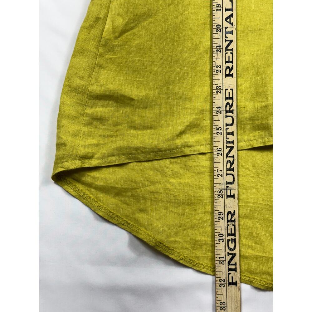 Terzo Millennio Italian Linen Top Green Yellow Tunic Size Large - Picture 8 of 9